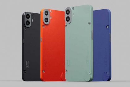 CMF Phone 1 in 4 colorways: Black, Orange, Ming and Dark blue.