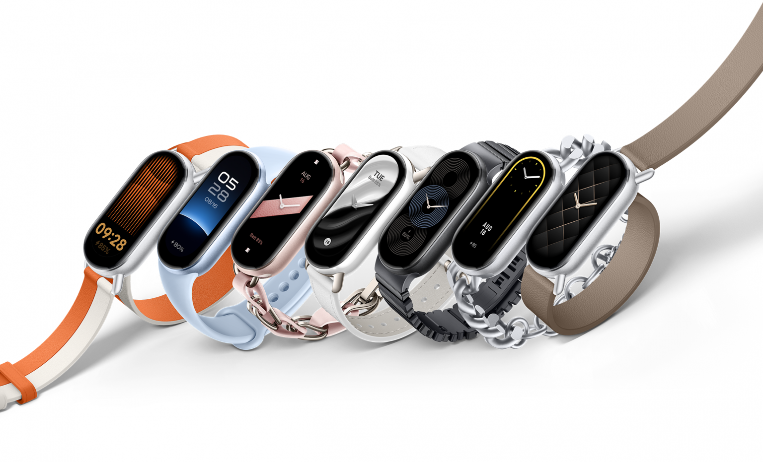 Xiaomi Smart Band 9 in 5 COLORWAYS.