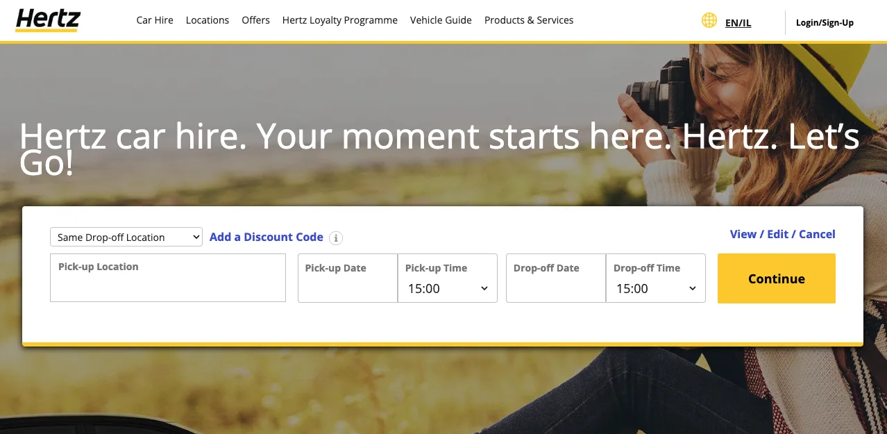Hertz website