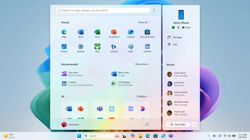 מסך ההתחל החדש ב-Windows 11 | תמונה: מיקרוסופט