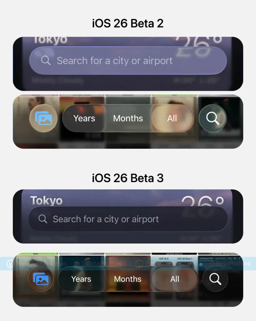 Liquid Glass iOS 26 | תמונה: צילום מסך