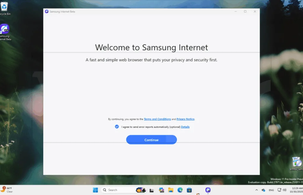 דפדפן Samsung למחשב | תמונה: צילום מסך