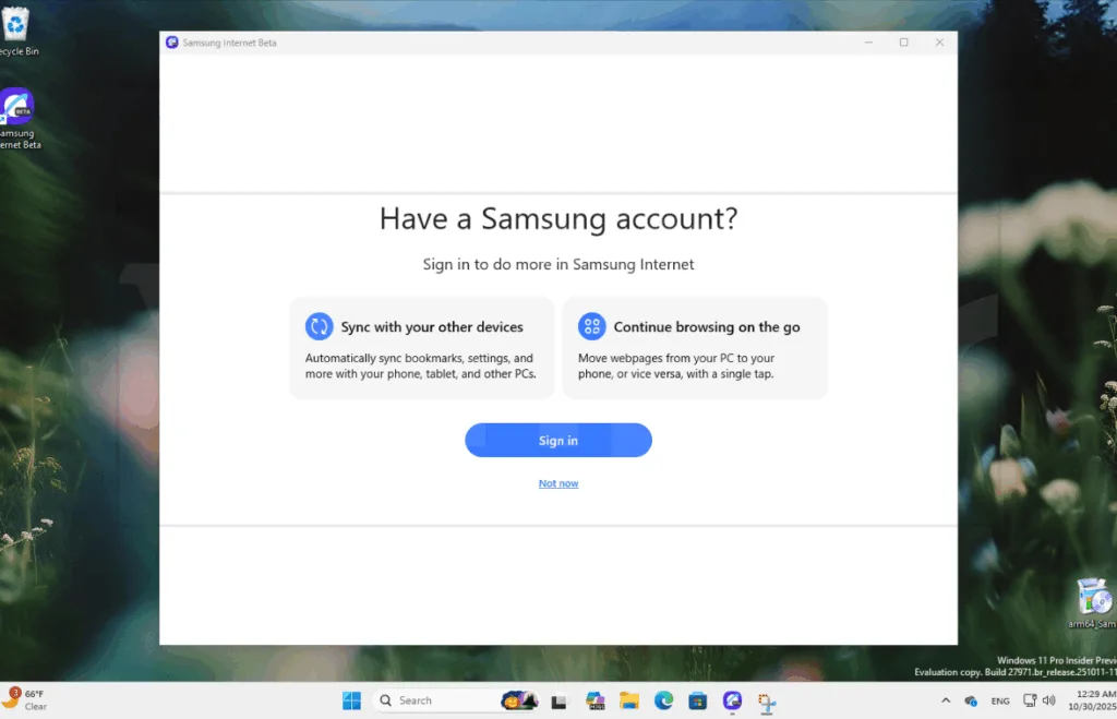 דפדפן Samsung למחשב | תמונה: צילום מסך