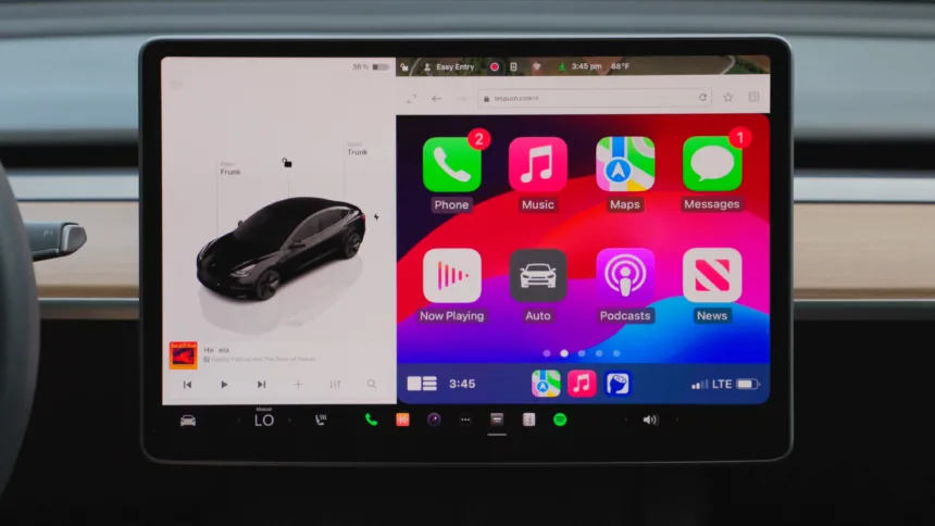CarPlay בטסלה | תמונה: רשת, שימוש על פי סעיף 27 א'