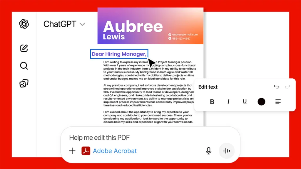 Adobe Acrobat ב-ChatGPT | תמונה: Adobe