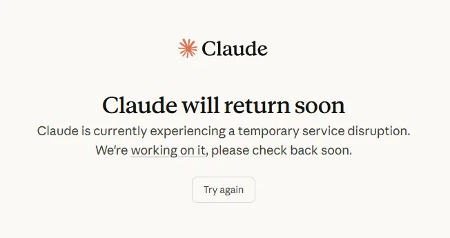 שירותים כמו Claude לא זמינים | תמונה: רשת, שימוש על פי סעיף 27 א'.