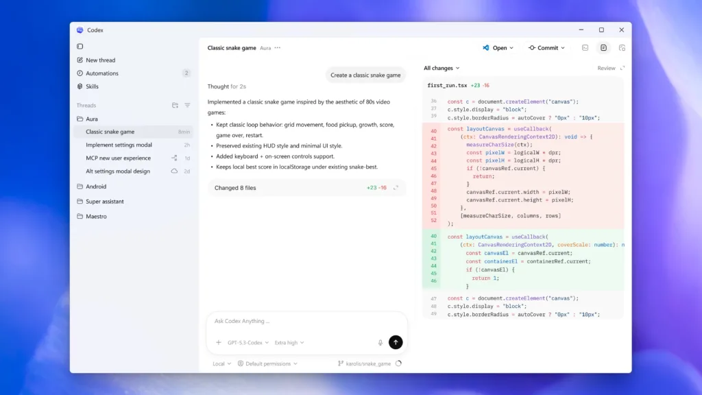 Codex לווינדוס | תמונה: OpenAI