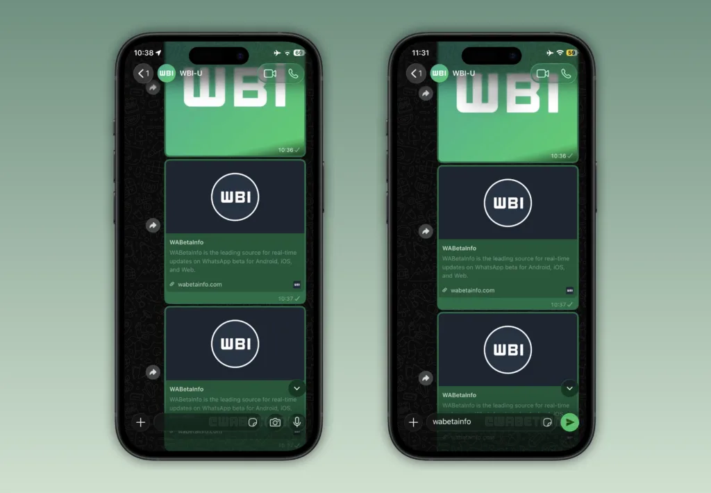 עיצוב הזכוכית בדרך לחלון השיחה | תמונה: WABetainfo