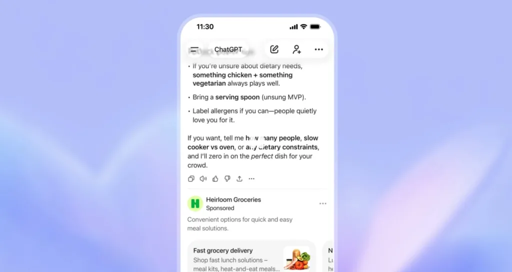 הפרסומות בצ'אט מהיום גם בישראל | תמונה: OpenAI